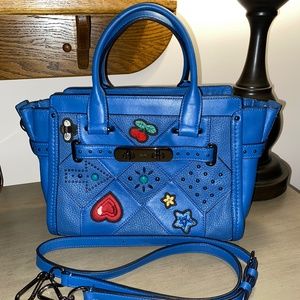 COACH Swagger 27 Embroidered Canyon Quilt Satchel in Lapis leather